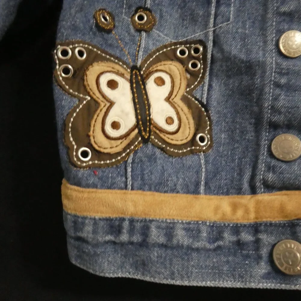 NANETTE | 12 months | Snap Button Closure Denim Jacket W/ Butterfly & Flowers - Picture 8 of 16